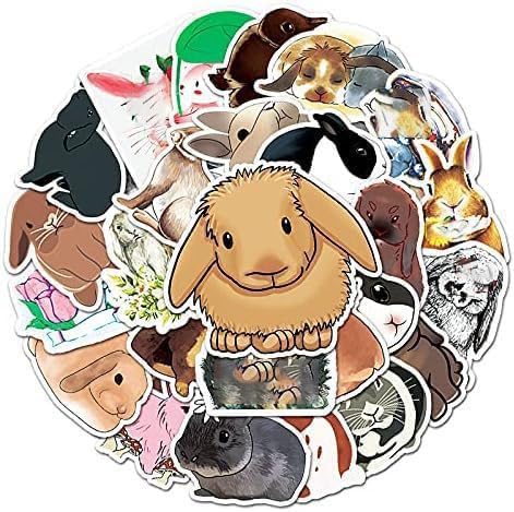 50 Packs Cute Lovely Rabbit Stickers Water Bottles Laptop Phone Motorcycle Computer Guitar Skateboard Hydroflasks Cartoon Bunny Vinyl Sticker