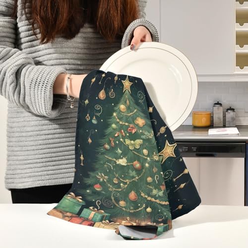 Juego de paños de cocina navideños GAIREG absorbentes de 28x18" con estampado festivo 7