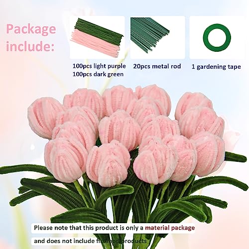 200Pcs Pipe Cleaners Craft Supplies Chenille Stems Flower Craft Kit Diy Tulip Bouquet Making Kit Fuzzy Sticks Crafting Materials Bendable Wire Bulk For Art Classroom Mother’s Day Gift #TOP1