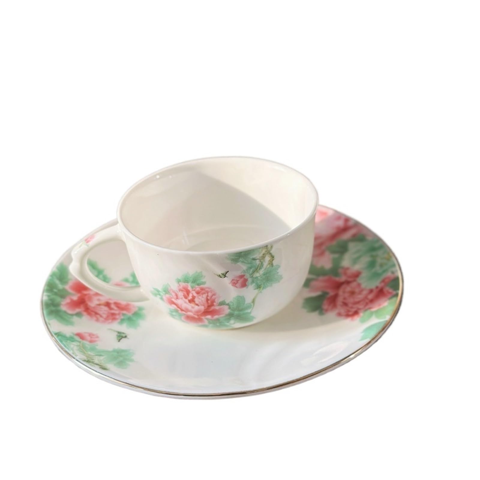 Juego de Tazas y platillos de café: Taza de té con diseño de Mariposa y Flor, Tazas de Espresso con Rosas, tazón de arroz, Plato, Cuchara y platillo (Juego de Tazas de 30 ml).