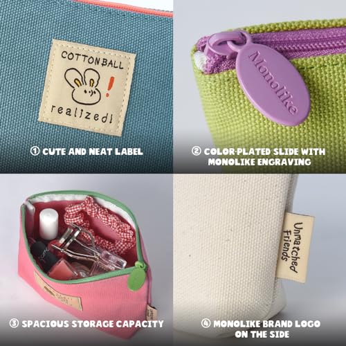Image of Monolike Unmatched Friends daily Pouch, Pink - Pencil Pouch, Portable Pencil Bag, Pencil Case, Office Pouch case