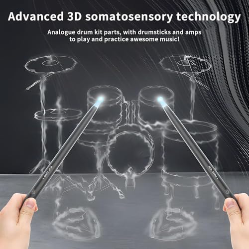 Image of Virtual Drum Stick Drum Set | Wireless Air Drumsticks with Speaker | Electric Drum Pad Experience | Portable Virtual Drum Instrument for Adults | Silent Practice Musical Instrument