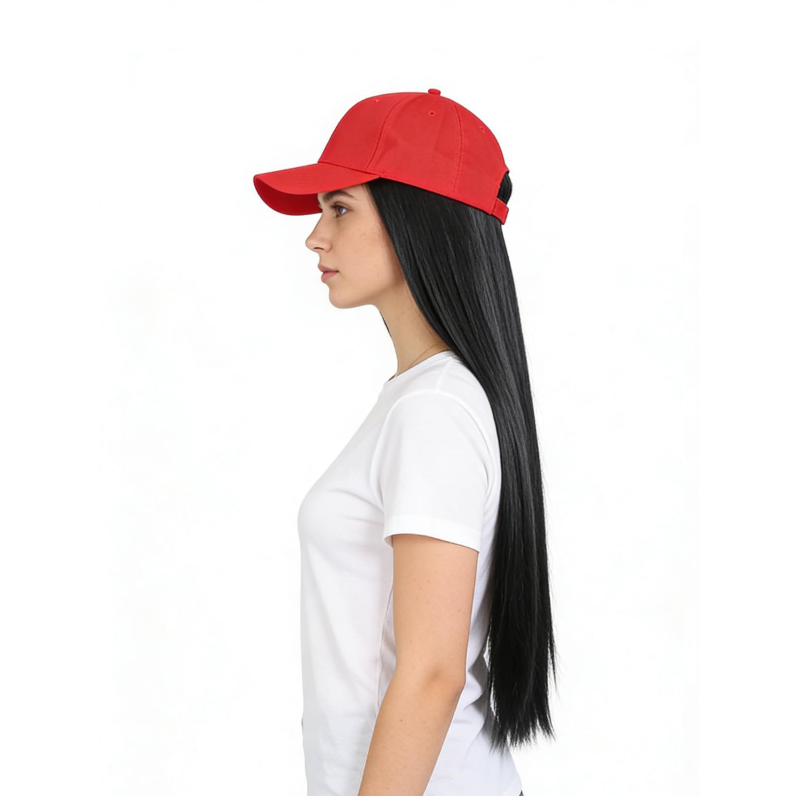 Baseball Caps with Long Straight Hair Extension Wig Attached - Image 3