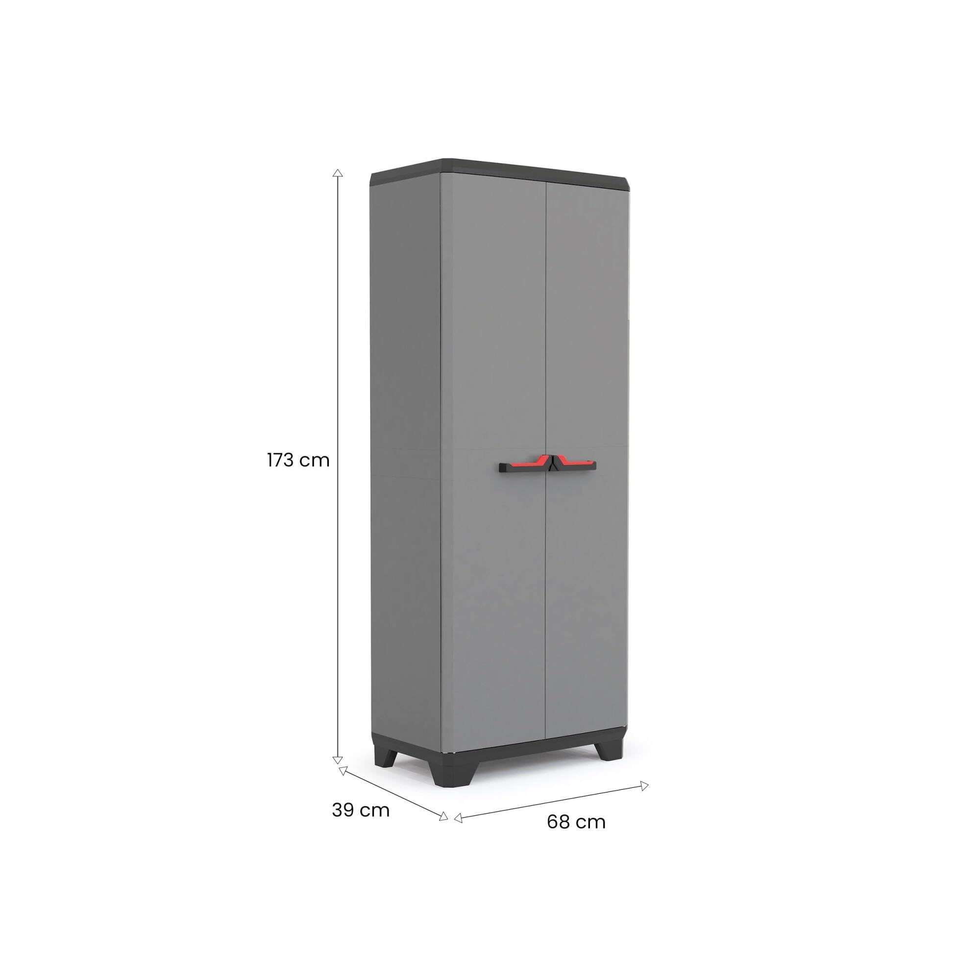 Dmora Armadio Portascope Stilo, 3 Ripiani Regolabili, Grigio Scuro/Nero, 68 x 39 x 173 H cm