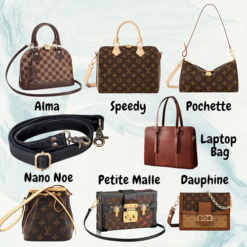 Image of Genuine Leather Purse Strap Replacement Adjustable 1 inch Wide ~ Womens Crossbody Handbag Laptop Bag Strap 28 inch-57 inch