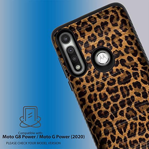 CasesOnDeck Fitted Case Compatible with [Motorola Moto G Power (2020)] [Brushed Armor] Hybrid Grip Case (Leopard)