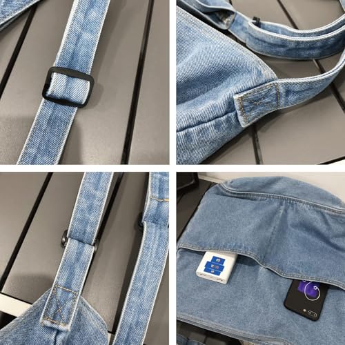 Bolso Tote Denim Unisex Casual y Retro miniatura 5