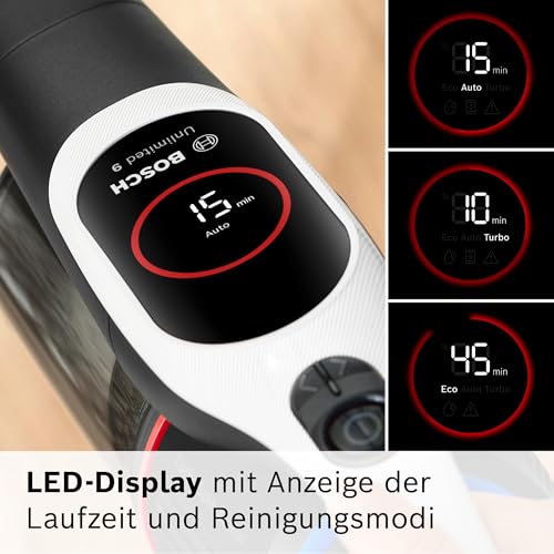 Bosch Akku-Staubsauger Unlimited 9 BKS931BA, kabellos, MicroClean Technology, Display, Staubkomprimierung, HEPA-Filtersystem… – Ansicht 4