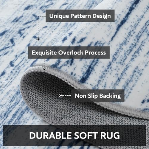 8x10 Area Rugs for Living Room Machine Washable Rug Distressed Indoor Carpet Neutral Moroccan Boho Rug Ultra Soft Area Rug for Bedroom Dining Room Playroom Office, Blue - Image 4