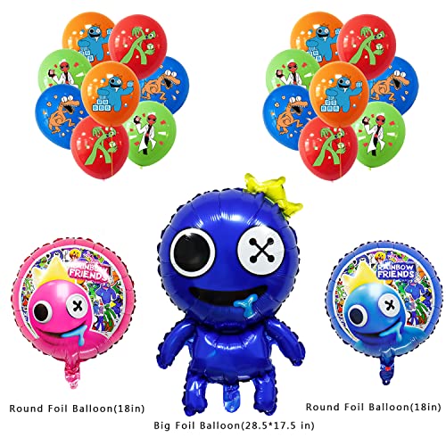 Rainbow Theme Friends Birthday Party Decorations ,Blue Friend Themed Party Supplies Include Banner, Foil Balloons, Latex Balloons,Cake Topper, Cupcake Toppers For Kids Boys Girls Party #TOP4