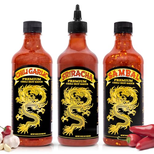 Image of Underwood Ranches Hot Sauce Variety Pack, Gift Set Includes Sambal, Chili Garlic & Sriracha Flavor Hot Sauces for Eggs, Pizza, Mexican Dishes, and More - Gourmet Spicy Food Gifts for Women & Men - Great for Birthday Gifts