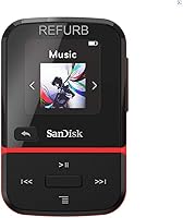 SanDisk 16GB Clip Sport Go MP3 Player Red Renewed - LED Screen, FM Radio, Clip-On Workout Essential