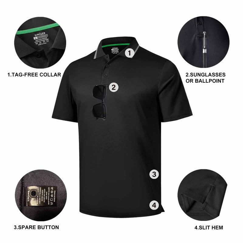 3 Pack Mens Polo Shirts Short Sleeve Performance Moisture Wicking Golf Shirt Athletic Quick Dry Collar Casual Shirts4