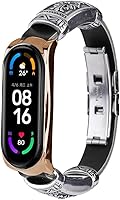 Vista 6 de Correa compatible con Xiaomi Mi Band 4, Retro Metal + Pulsera de repuesto de cuero PU ajustable 7.8 - 9.4 pulgadas con marco de metal compatible
