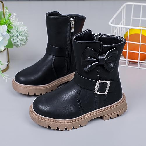 Little Girls Boots Cute Bowknot Dress Boots Anti Slip Low Heel Boots Fashion Comfortable Motorcycle Riding Boots4