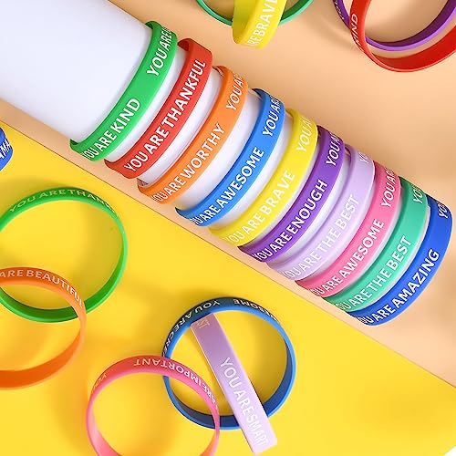 60 Pieces Inspirational Wristbands, Colorful Inspirational Rubber Bracelets Classroom prizes/Gifts for Students