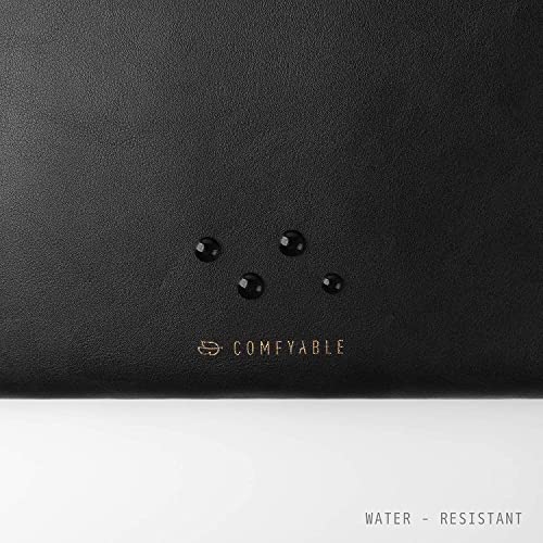 Image of Comfyable Slim Laptop Sleeve Compatible with 13 Inch MacBook Pro 2022-2018 (M2 A2338 M1 A2251 A2289) & MacBook Air M4 2025 A3240 M3 2024 A3113 M2 M1, PU Leather Bag Waterproof Cover Case, Black