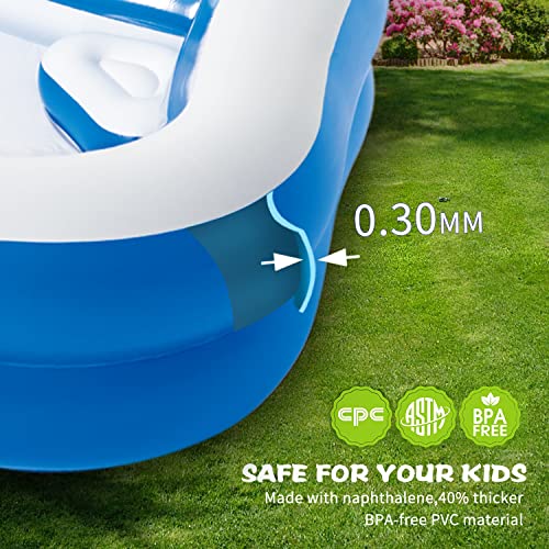Raoccuy Family Inflatable Swimming Pool Above Ground- 39Inchx11.5Inchx39Inch（Inch Full-Sized Swim & Lounge For Kids And Adults, Outdoor Ground, Portable Pentagon With Slide., Blue #TOP2