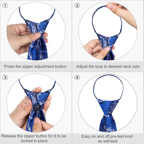 Image of DiBanGu Mens Zipper Tie Silk Pre-Tied Necktie with Gift Box