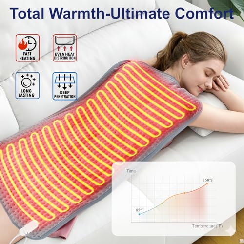 Coussin chauffant électrique maux de dos couverture chauffante 100x50 - 2