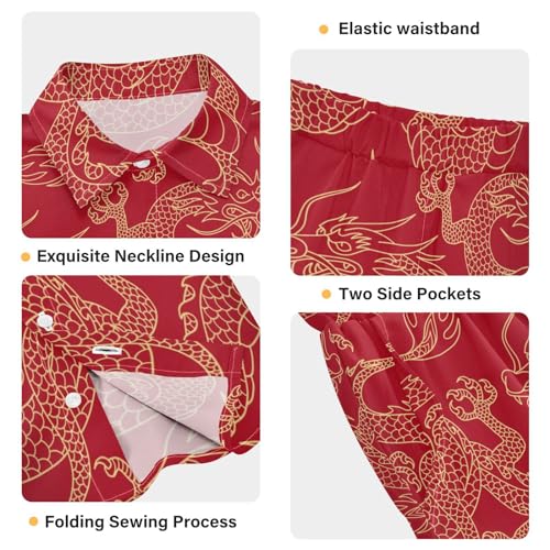 Image of visesunny Funny Boy's 2 Pieces Shirt and Short Set Casual Shirts Short Sleeve Beach Shorts Summer Outfits for 3-10 Years Kids