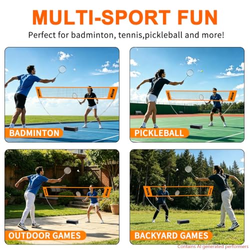 Portable Badminton Net,Fast Setup Foldable Net with Carry Bag for Indoor Outdoor Backyard, Patio, Beach & Family Games(8.85ft/2.7m) - image 3
