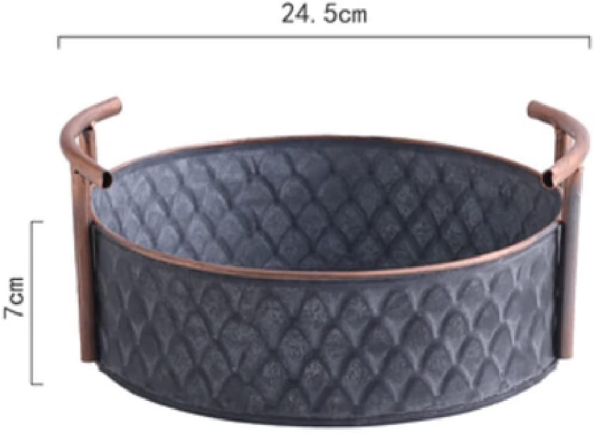 Round Retro Iron Art Storage Basket Kitchen Fruit Bread Iron Tray Food Picnic Sundries Storage Basket