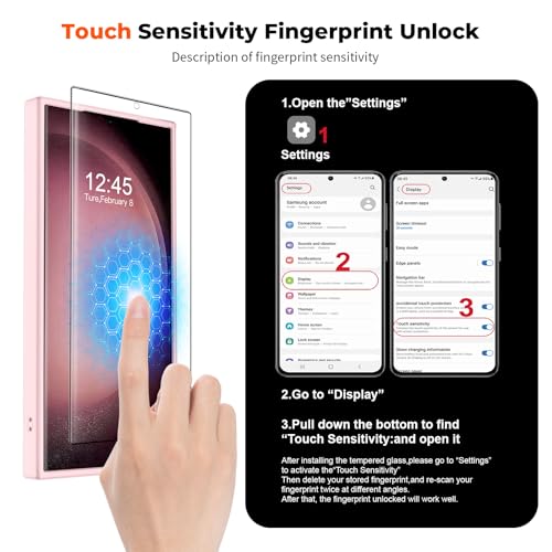 Image of SUPFINE Magnetic for Samsung Galaxy S23 Ultra Case with Screen Protector, (Built-in Magnets) (Military Grade Drop Protection) Slim Translucent Shockproof Phone Case,Pink
