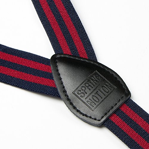 Spring Notion Boys' Suspenders and Solid Color Bowtie Set Red Navy Stripes Medium