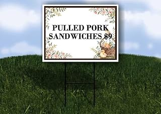 Pulled Pork Sandwiches $9 Easter Spring Vintage Chicks Eggs Basket Brown Single Sided 18x24 in. Yard Road Sign w/Stand