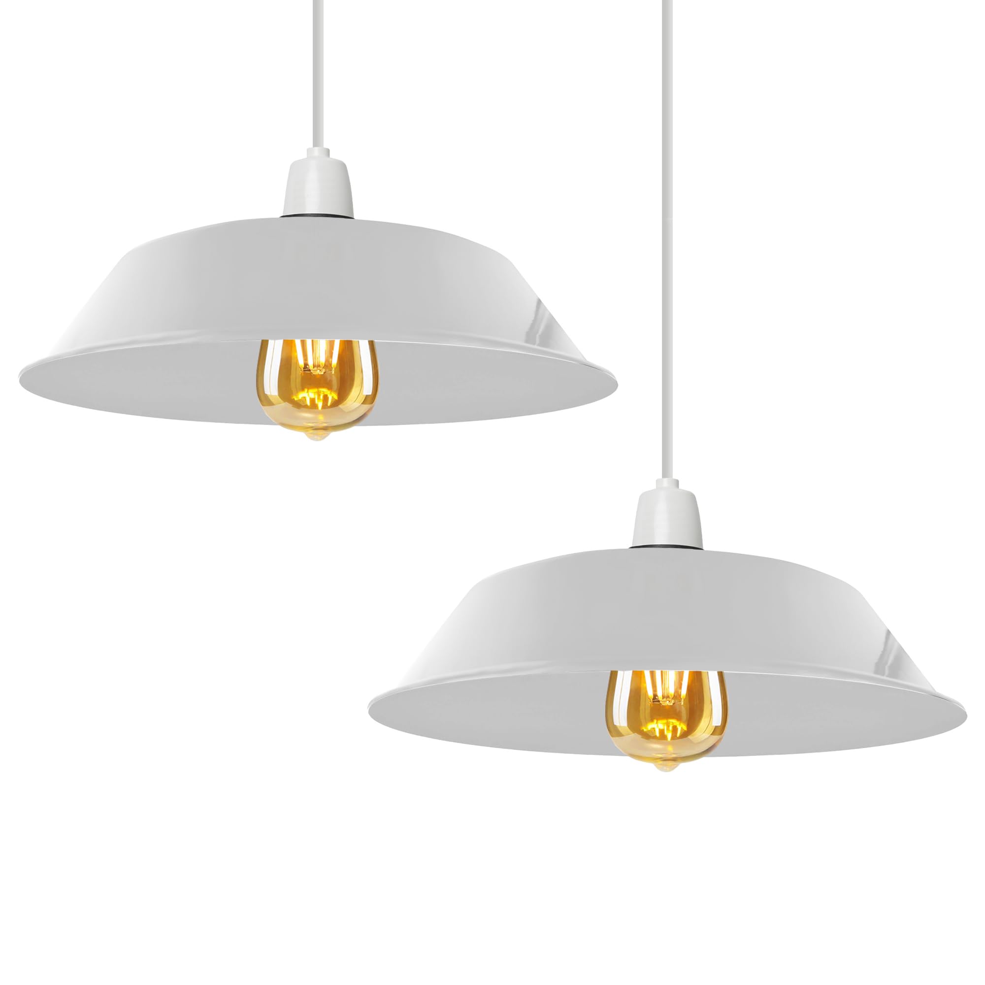 LEDSone 2PCS White Retro 36cm Pendant Lampshade — image 1