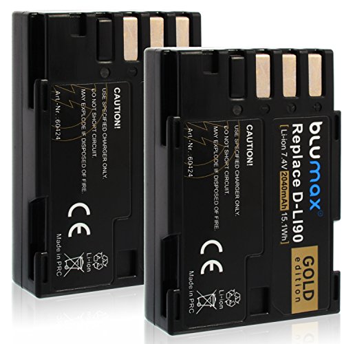 2X Blumax Gold Edition D-LI90 DLI90 Akku kompatibel mit Pentax K-3 II, K3 II | K-5, K5 | K-5II, K5 II | K-5IIs, K5 IIs | K-7, K7 | K-01, K01 | 645D | 645Z 2040mAh 7,4V 15,1Wh