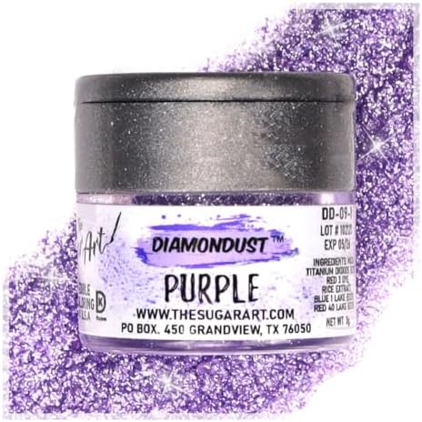 Purple Edible Glitter for Drinks, Cocktails, Cake Decorating, Strawberries, Chocolates & More | No Taste | 4g | 100% Food-Safe | Kosher, Vegan, Gluten & Nut Free | DiamonDust by The Sugar Art