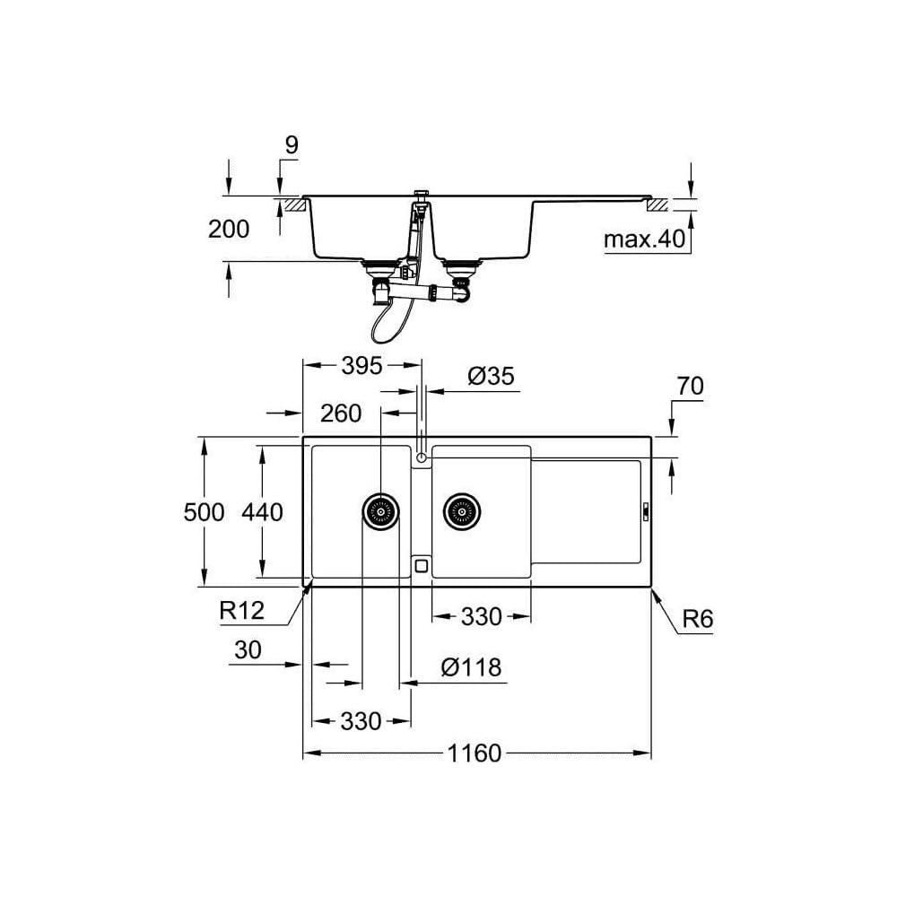GROHE K700 Unterbau | Kompositspüle | granit grau | 31653AT0