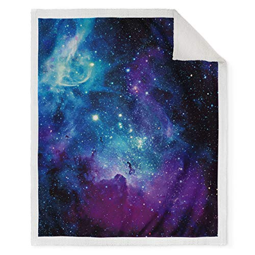 Jekeno Galaxy Space Sherpa Blanket Smooth Soft Print Throw Blanket For Gift Women Girls Best Friend 50"X60" #TOP25