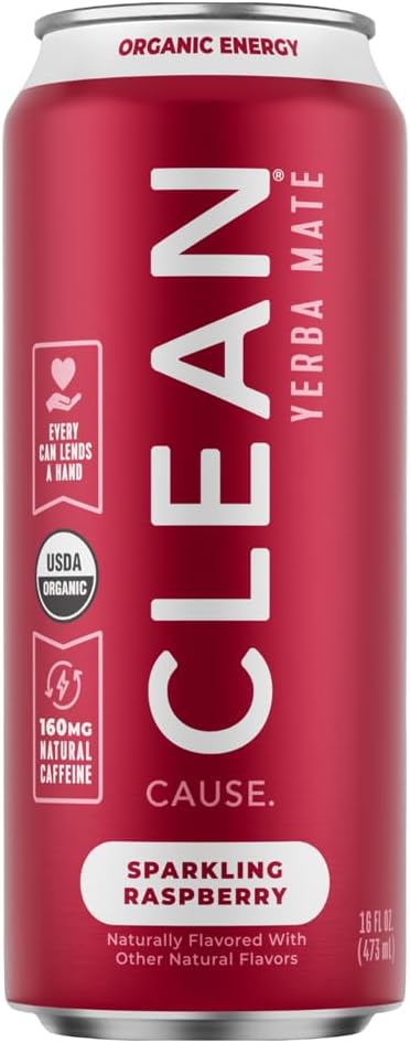 Clean Cause, Yerba Mate Raspberry Organic, 16 Fl Oz