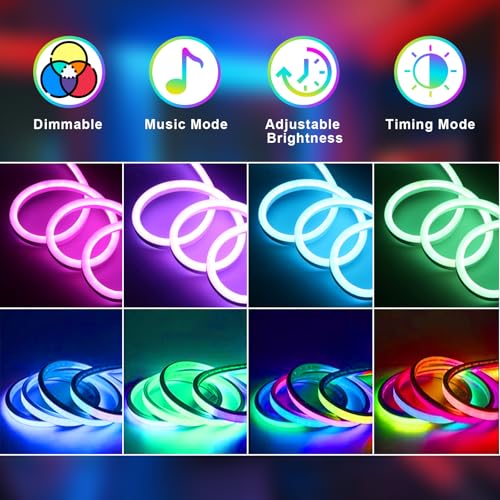 Image of LED String Light 9.84ft RGB Color Changing for Bedroom,Luces Led para Cuarto IP65 Waterproof Music Sync LED Light Strips with APP Remote Control,Halloween Decorations,Halloween Party Favors