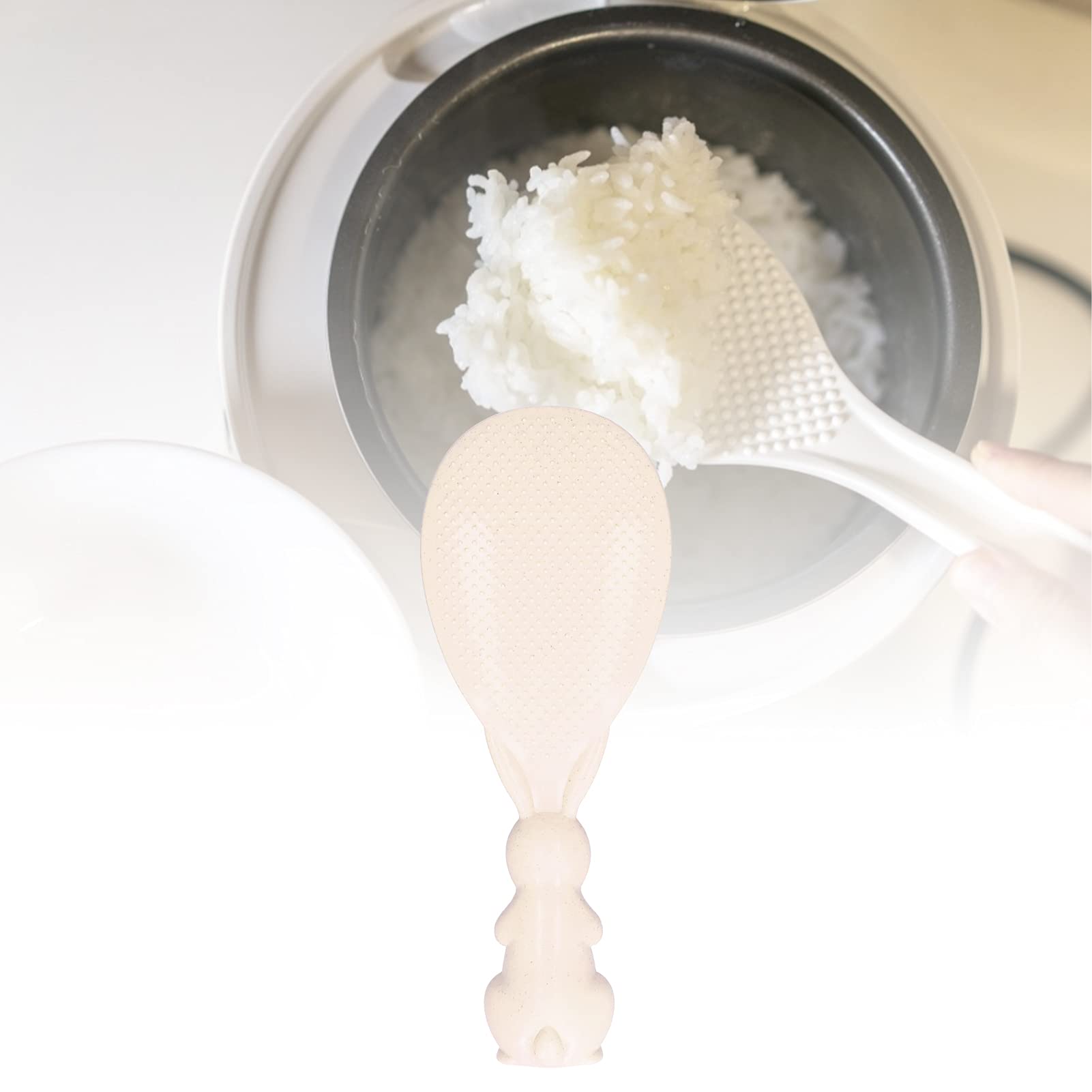 Pwshymi Standing Rice Spoon, Cute Bunny Non Stick Rice Spatula Threedimensional Standable Rice Serving Spoons for Kitchen (Nordic Beige), Pwshymiz2mk8vr0fd-11