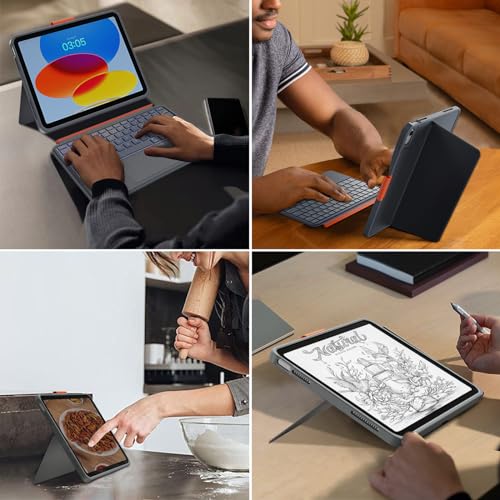 Teclado Bluetooth inalámbrico iPad 10 generación extraíble con soporte magnético 6