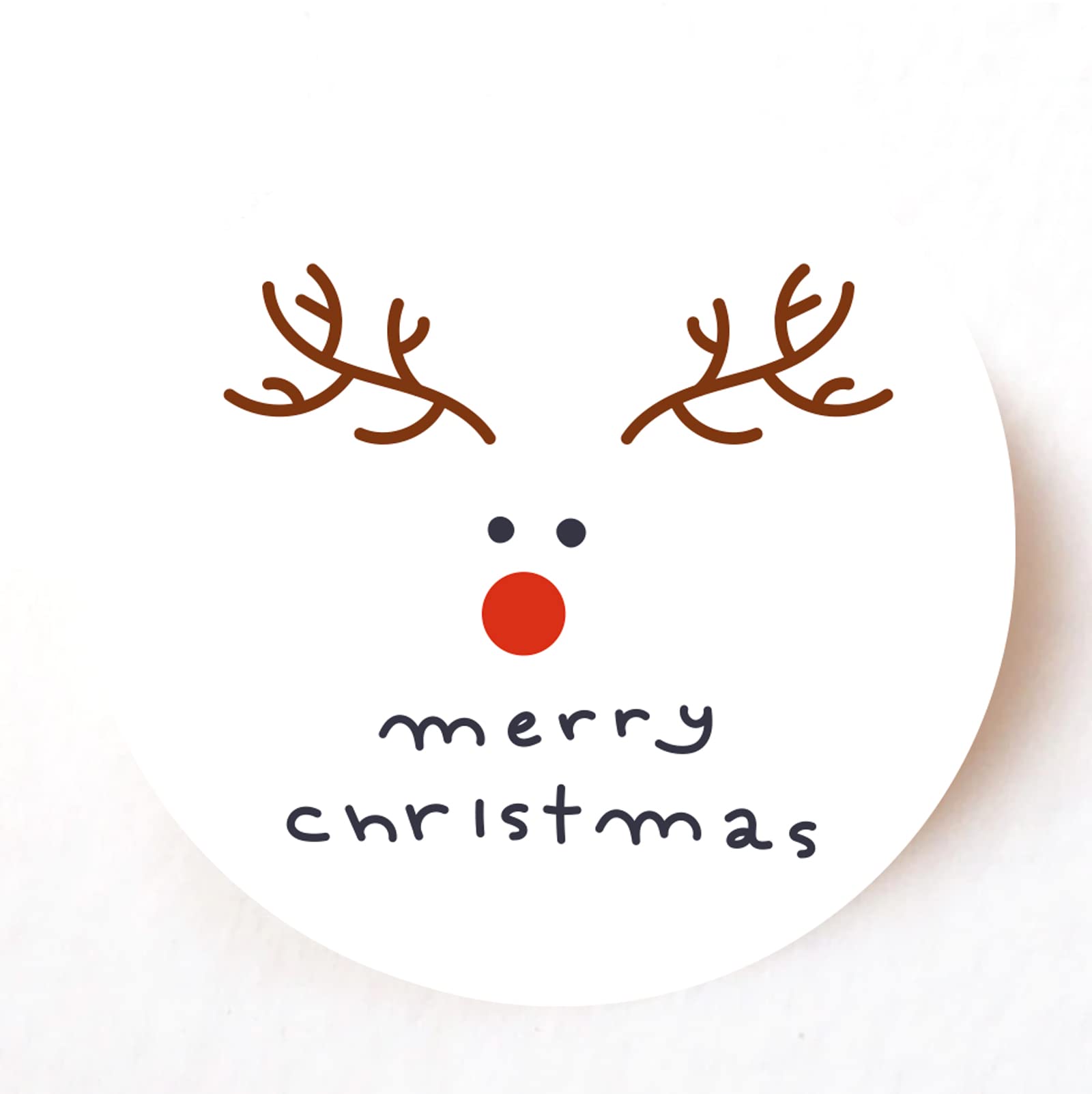 Stika.co Pack Of 24, 72, 240 Paper Labels, Rudolph Reindeer Adhesive Stickers, Merry Christmas Stickers, Christmas Stationary (24)