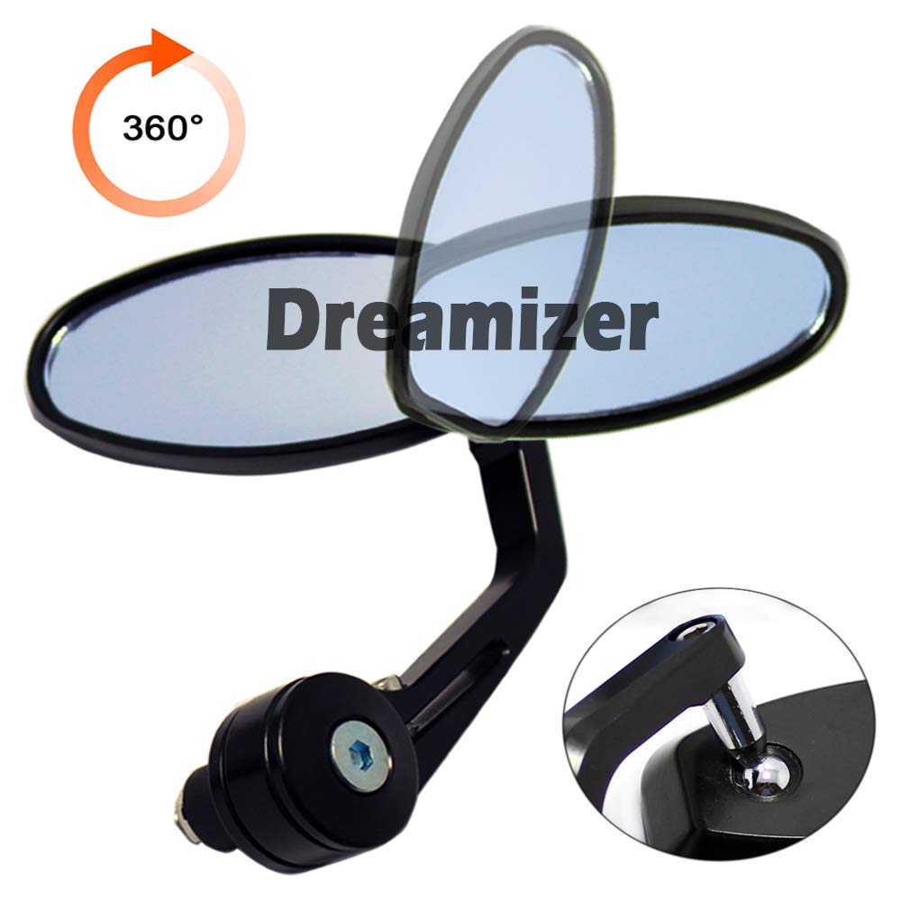 DREAMIZER 7/8" 22mm Rétroviseur de Guidon de Moto, Rétroviseurs Latéraux Moto Compatible avec Z1000 Z750 MT03 MT09 FZ6 SV650 SV1000 CB1000R CBF125 Ducati Monster M696 821