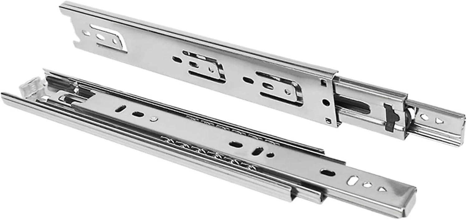 Hydraulic Damping Buffer Drawer Slide Silent Three-Section Wardrobe Guide Rail Hardware(16inch)