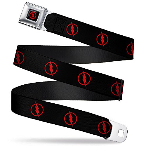 Buckle-Down Seatbelt Belt - Reverse Flash Logo Black/Red - 1.5