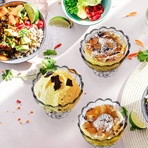 Binsakao Ice Cream Bowls, Small Glass Dessert Bowls Set, Cute Tulip Footed Cups For Fruit Salad Milkshakes Trifle Pudding Snack Cocktail Drinks Condiment Sundae Party (6 Oz, 6 Pcs) #TOP3
