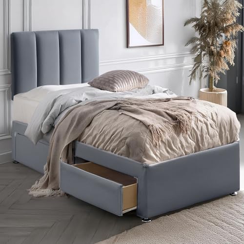 ComfoRest Single Bed with Mattress & 2 Drawers - 3FT - (Grey