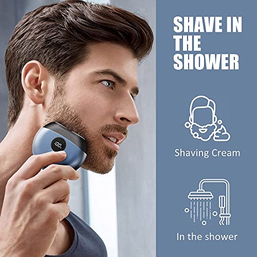 Uroru Men's Rotary Electric Shaver Mini Portable, Facial Trimmer Led Cordless Rechargeable Men's Grooming Ipx7 Waterproof Wet And Dry Choice For Business Travel Gifts (Blue) #TOP4