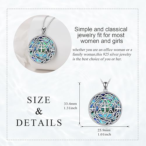 Triple lune celtique argent de prestige et collier nacre d'ormeau véritable - 2