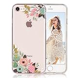 COSANO iPhone 8 case, for iPhone 7 case girls Floral Clear Design soft slim Fit [Hard PC Back + Shock Absorbing Soft Bumper] Transparent Protective Cover for iPhone 7 iPhone 8 (Vintage Floral 8)