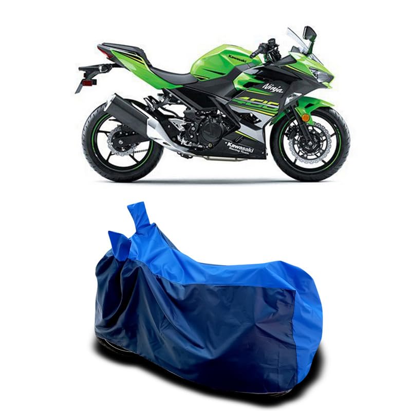 Image of DUFFEL-Two Wheeler Bike Body Cover Compatible for Kawas Ninja 400 Bs6 Heat Protectio /UV-Rays /Birds Dropping /DustProof /Waterproof All Variants [Nevay Blue]
