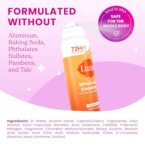 Image of Lume Whole Body Deodorant Spray Aluminum Free - 3.6 oz (Clean Tangerine)